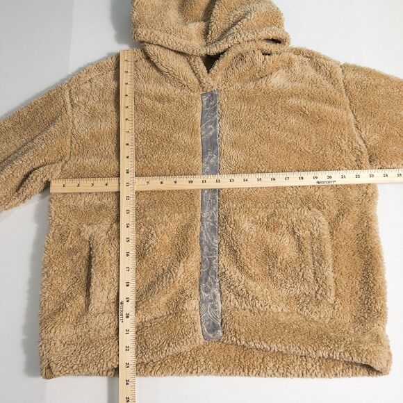 Tentree Eco Teddy Snap Front Fleece Hoodie Womens XL Tan Gorpcore Boho Cozy - Picture 5 of 13